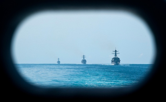 US navy ships in the South China Sea. US Navy photo by Mass Communication Specialist 3rd Class Kenneth Abbate/Released